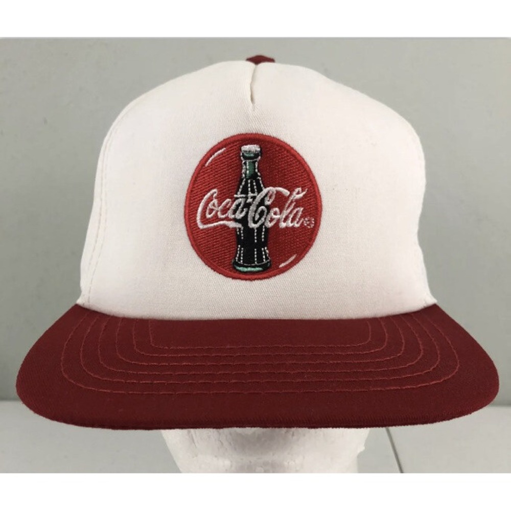 Vintage Coca Cola Snapback Hat Cap White Red 90s Stylemaster Made in USA Mens